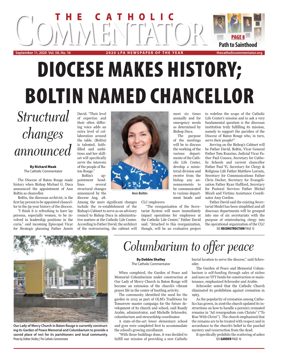 Diocese Makes History; Boltin Named Chancellor