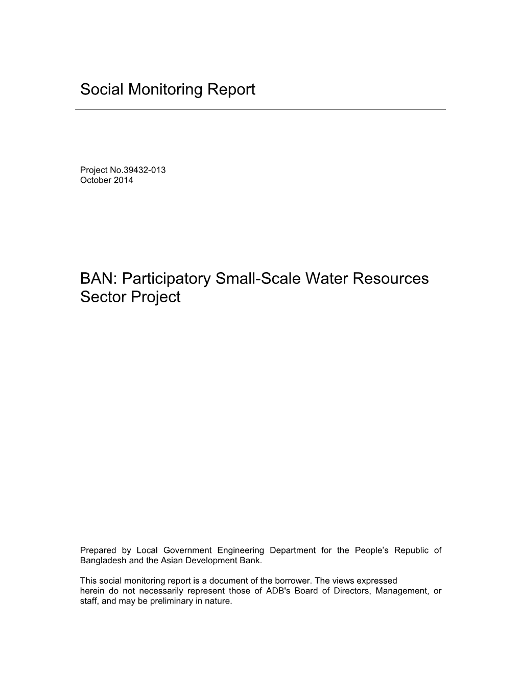 Participatory Small-Scale Water Resources Sector Project