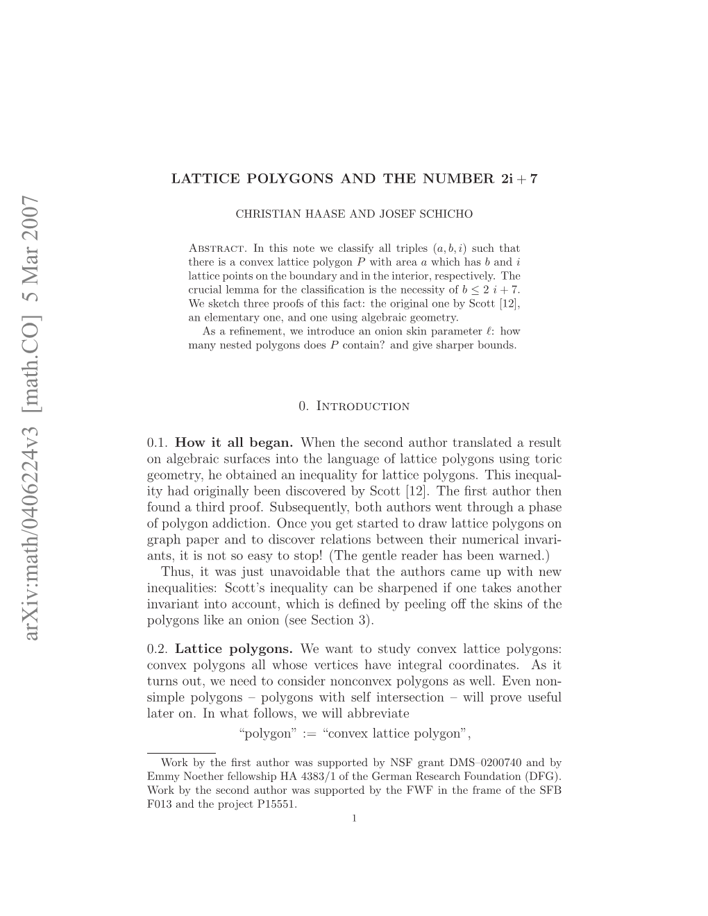 [Math.CO] 5 Mar 2007 Okb H Eodato a Upre Yteffi H Frame the in FWF the by P15551