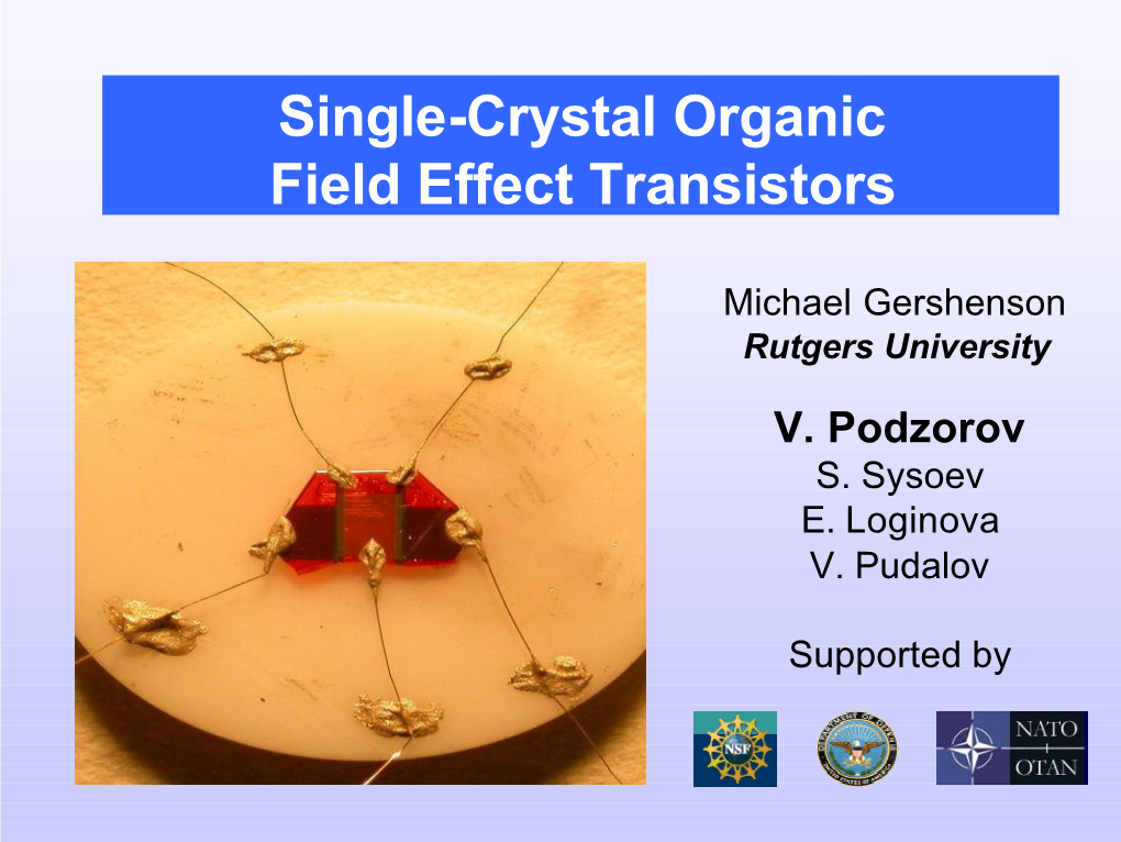 Single-Crystal Organic Field Effect Transistors