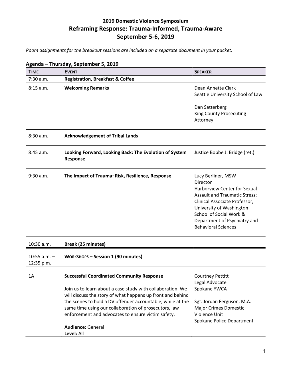 Reframing Response: Trauma-Informed, Trauma-Aware September 5-6, 2019