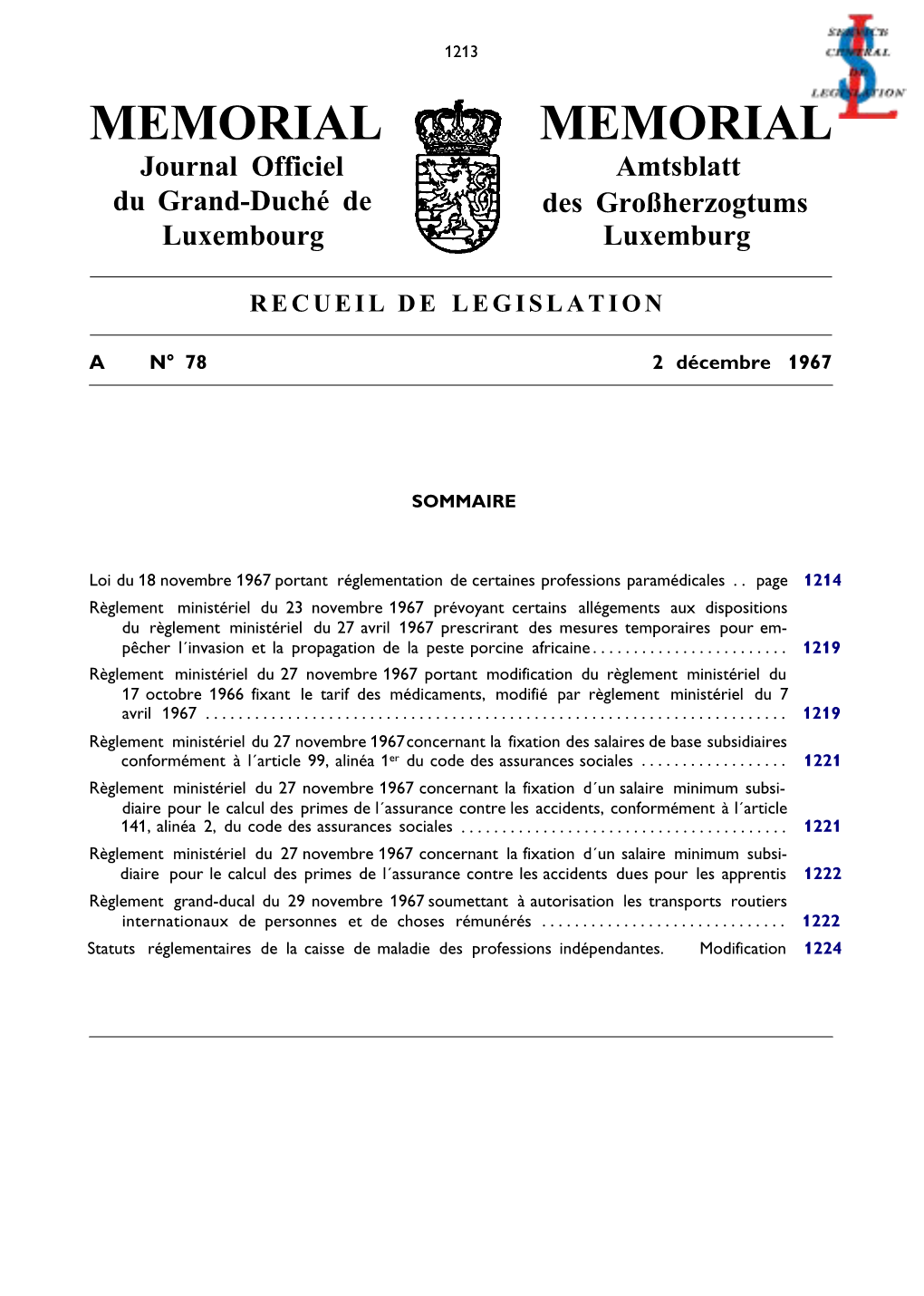 Loi Du 18 Novembre 1967 Portant Réglementation De Certaines Professions Paramédicales