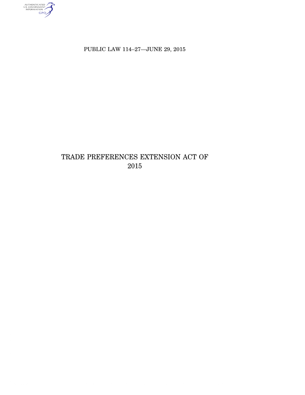 Trade Preferences Extension Act of 2015