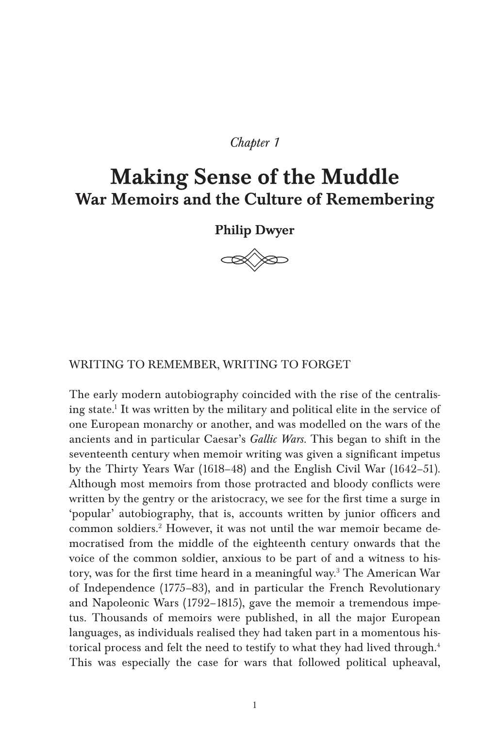 Chapter 1. Making Sense of the Muddle: War Memoirs And