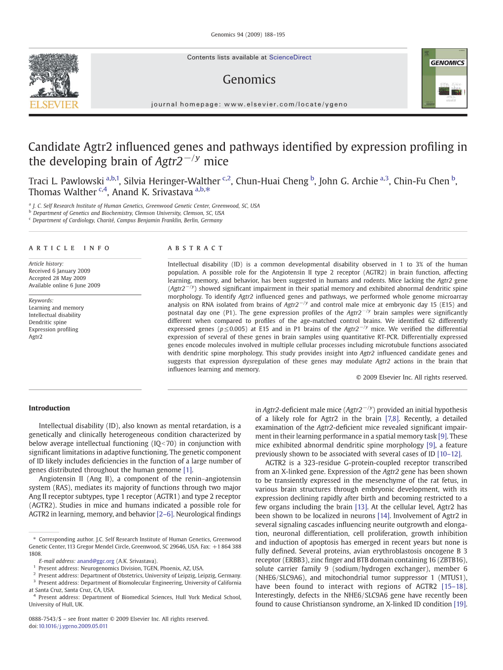 Candidate Agtr2 Influenced Genes and Pathways Identified By