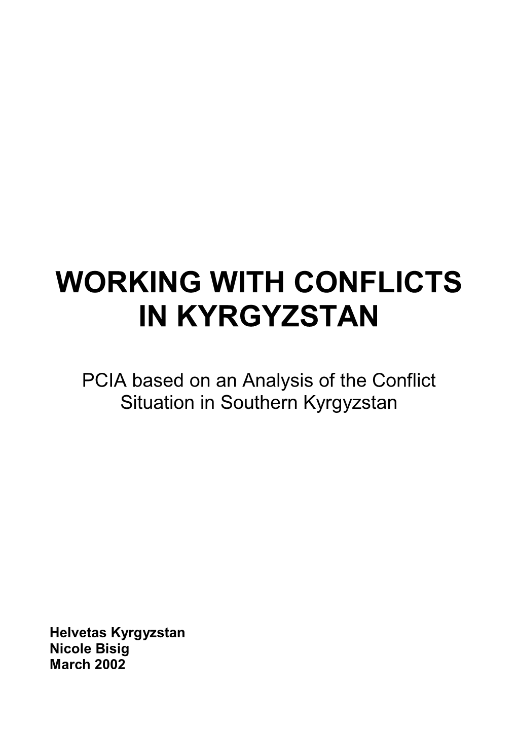 Working with Conflicts in Kyrgyzstan
