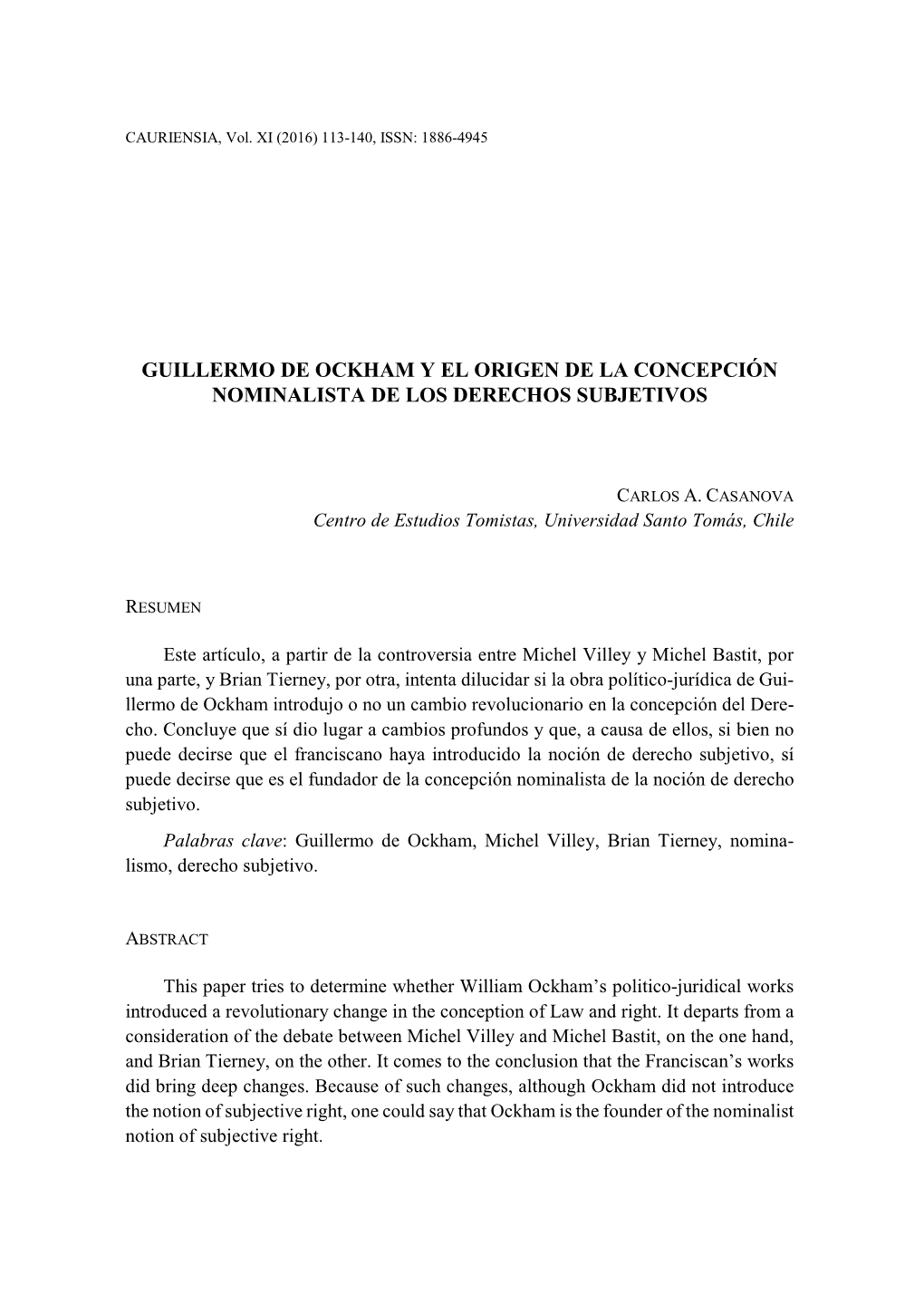 Guillermo De Ockham Y El Origen De La Concepción Nominalista De Los Derechos Subjetivos