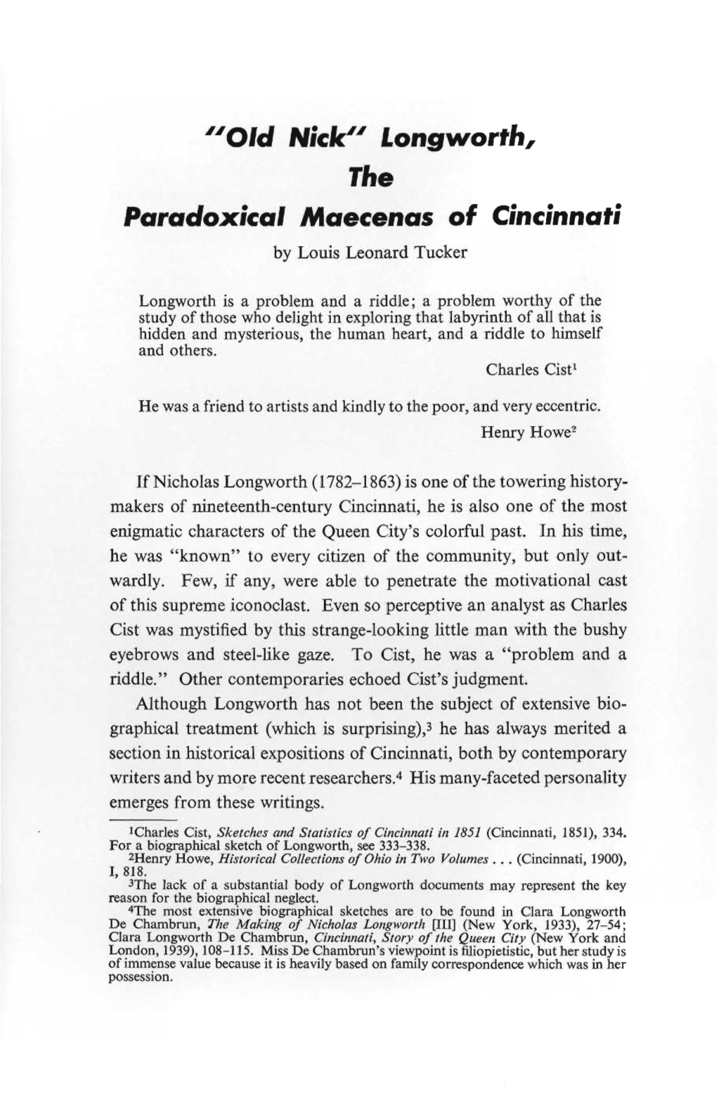 Old Nick Longworth, the Paradoxical Maecenas of Cincinnati