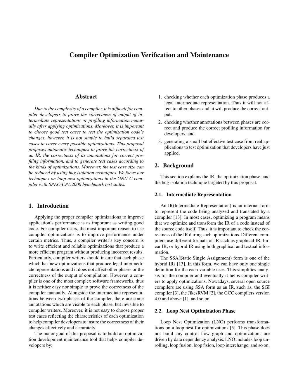 Compiler Optimization Verification and Maintenance