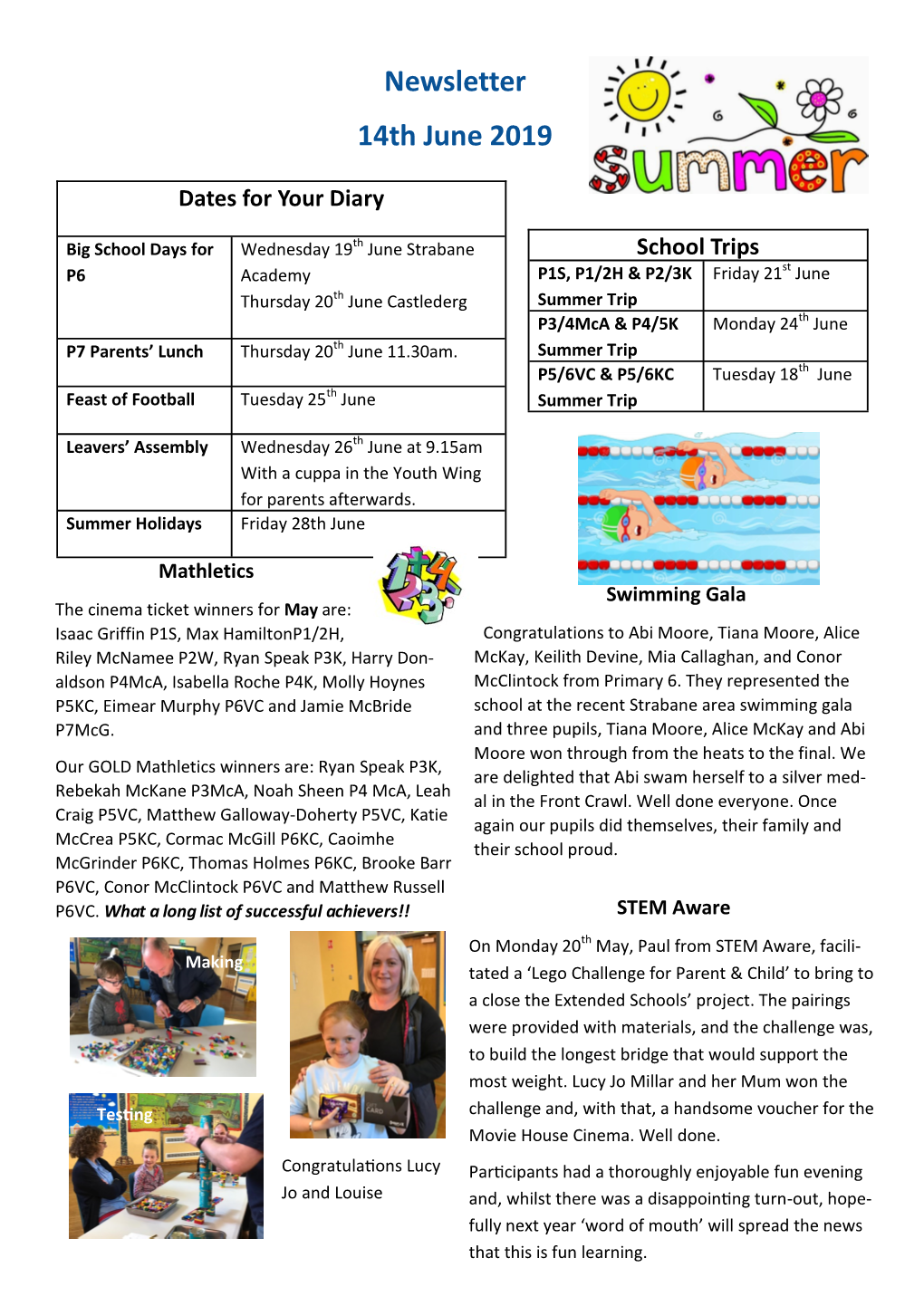 Newsletter 14Th June 2019