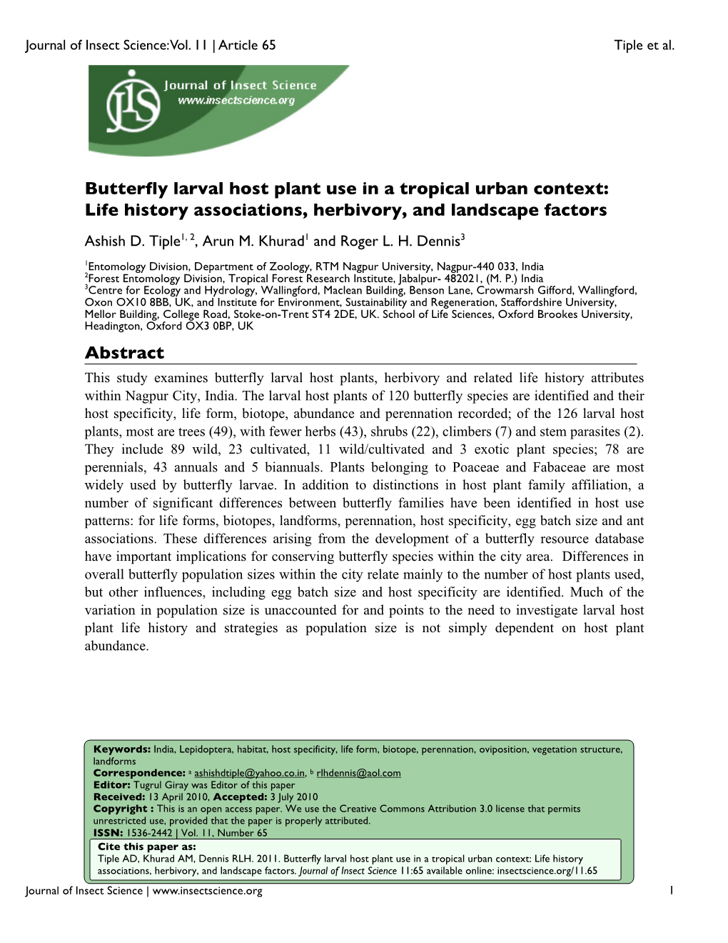 Butterfly Larval Host Plant Use in a Tropical Urban Context: Life History Associations, Herbivory, and Landscape Factors