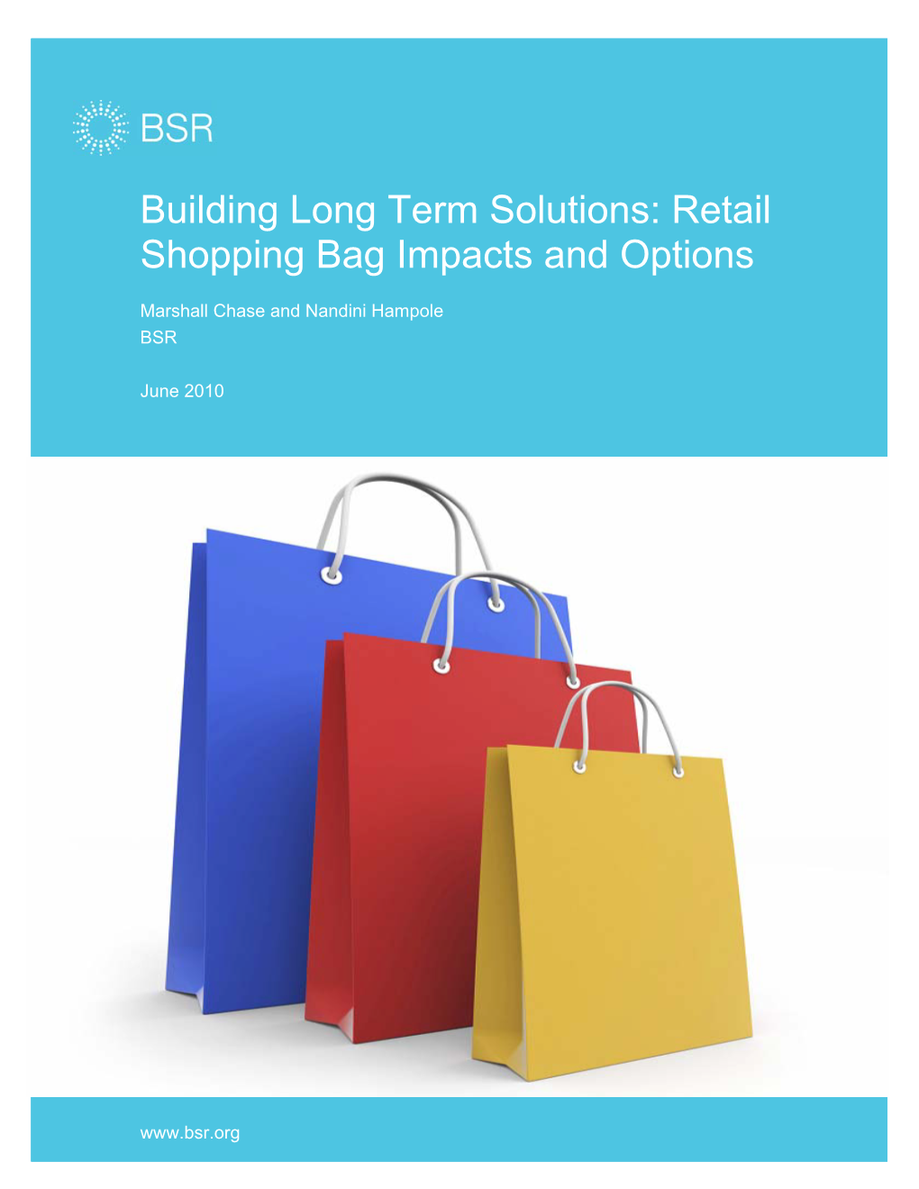 Building Long Term Solutions: Retail Shopping Bag Impacts and Options