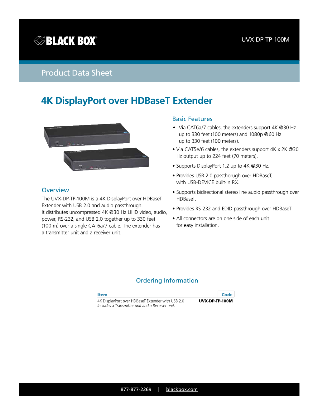 4K Displayport Over Hdbaset Extender