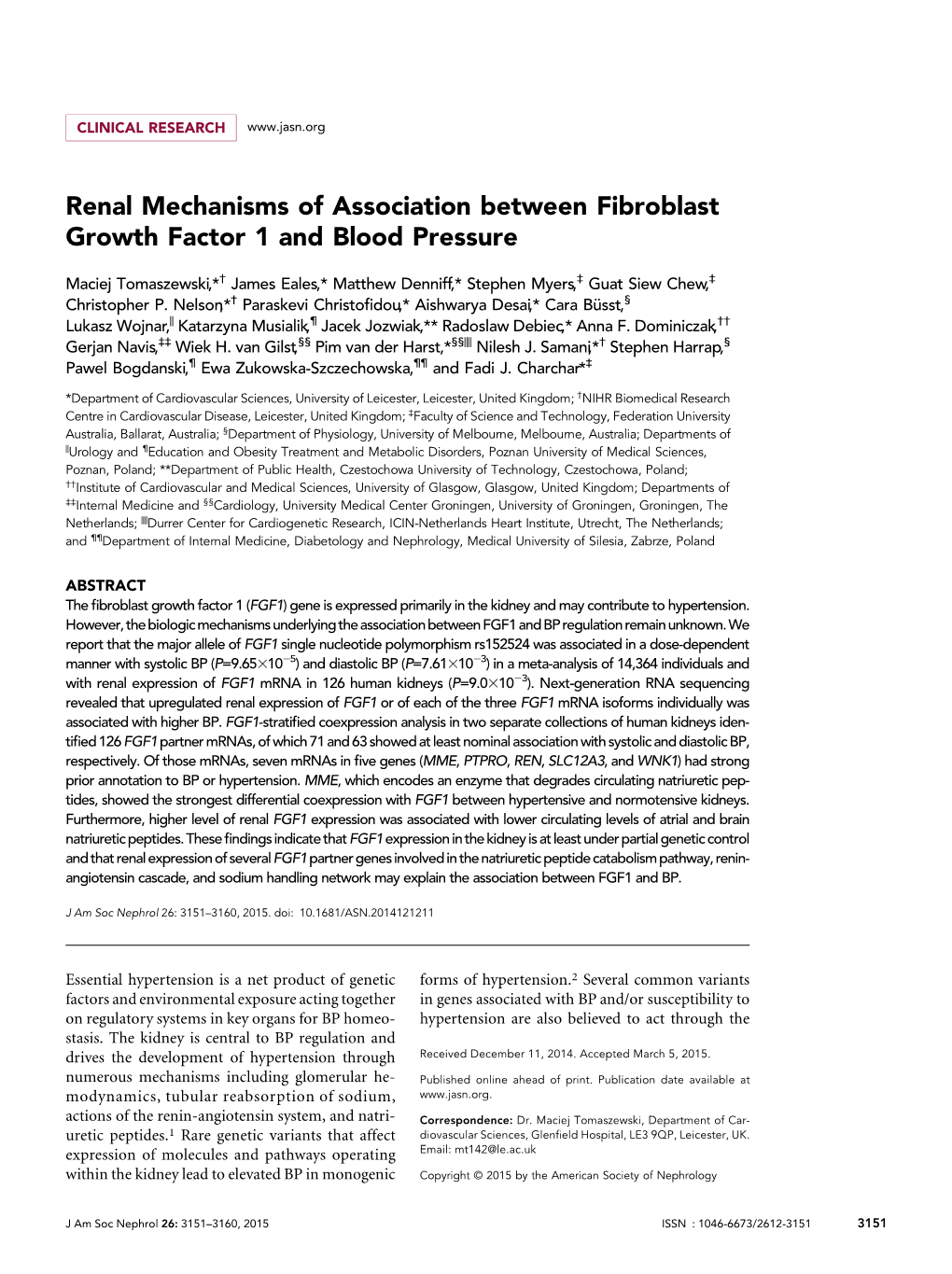 Renal Mechanisms of Association Between Fibroblast Growth Factor 1 and Blood Pressure
