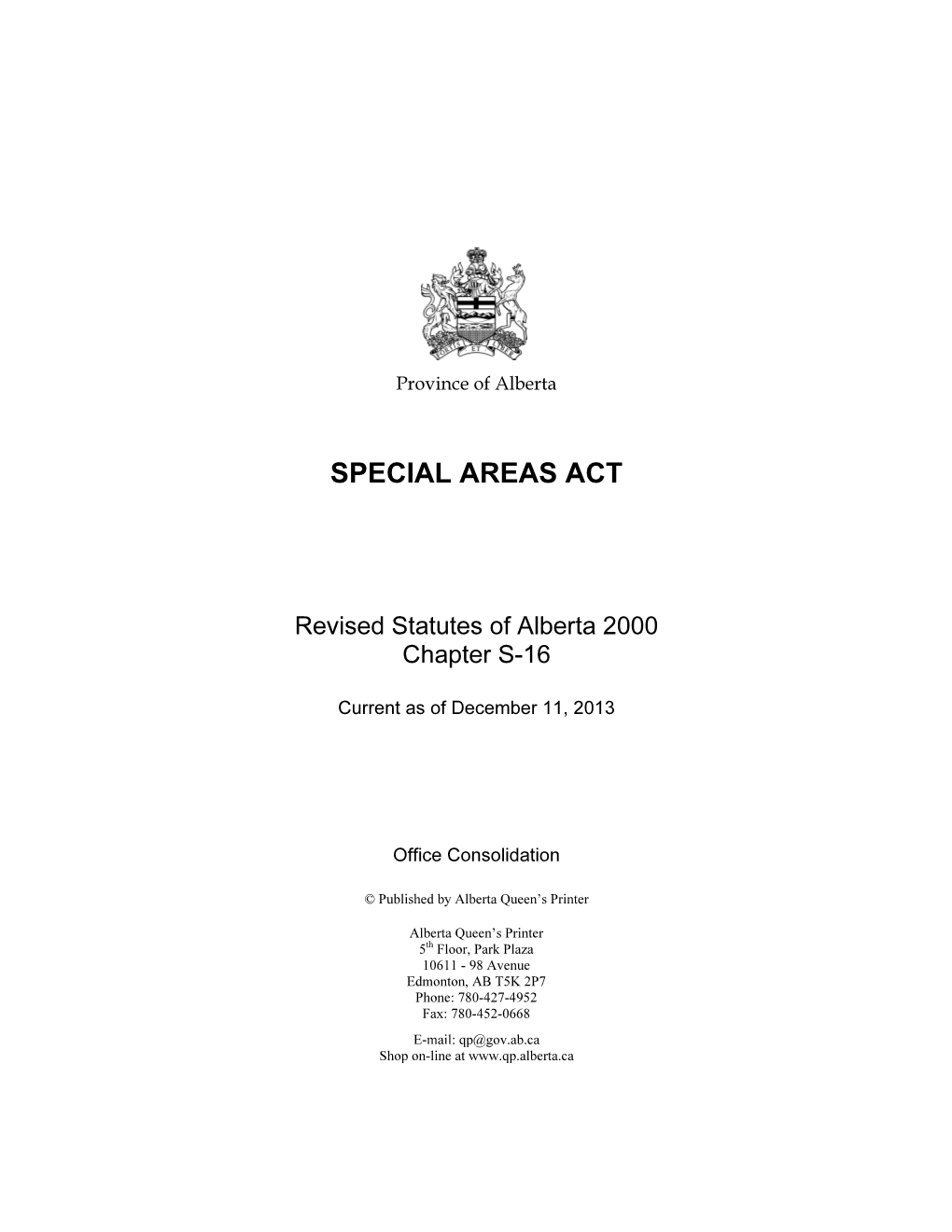 Special Areas Act