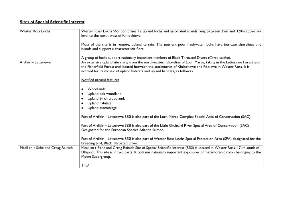 Sites of Special Scientific Interest