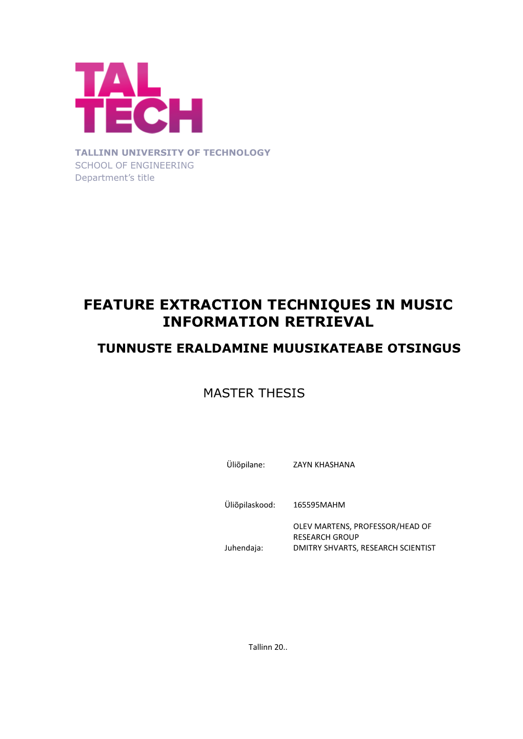Feature Extraction Techniques in Music Information Retrieval