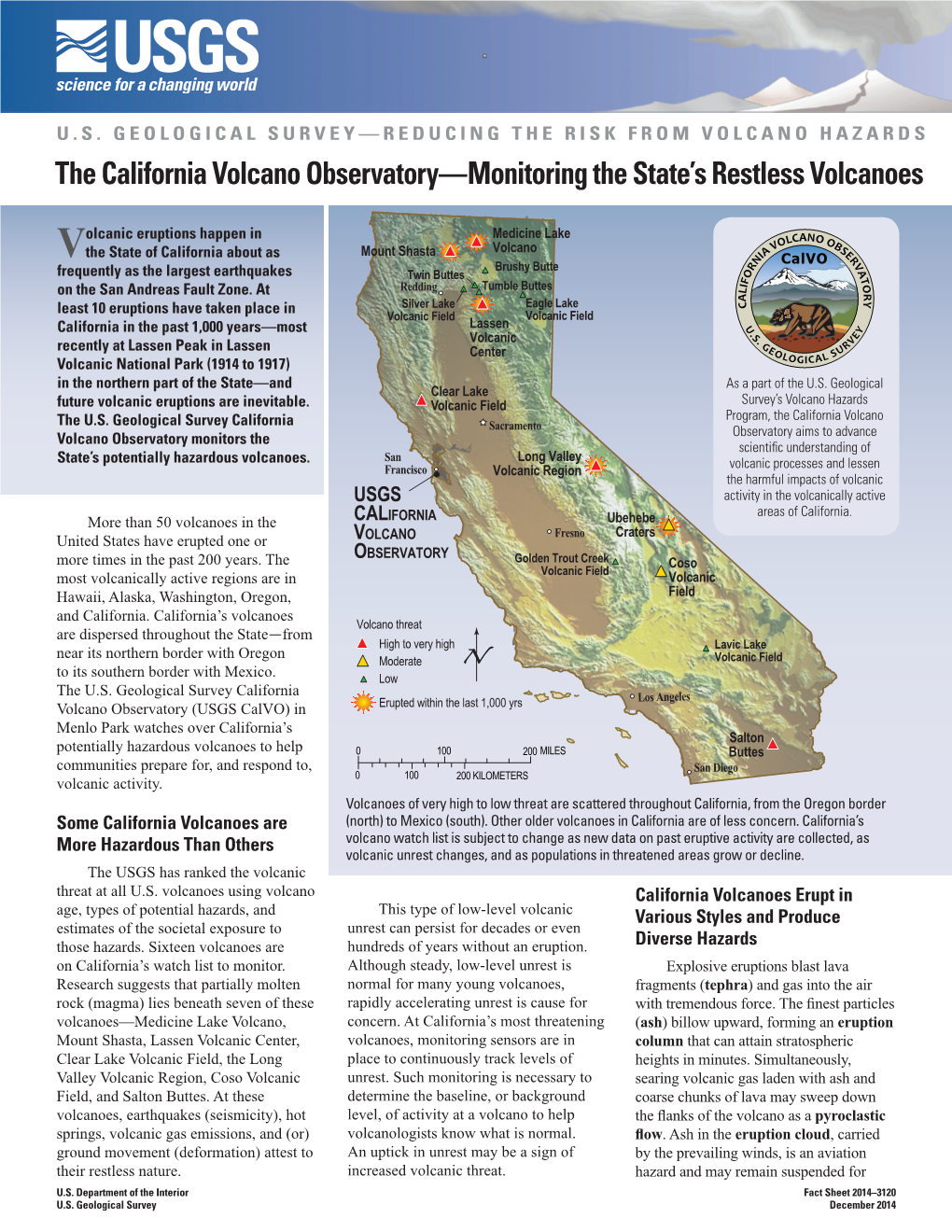 The California Volcano Observatory—Monitoring the State’S Restless Volcanoes