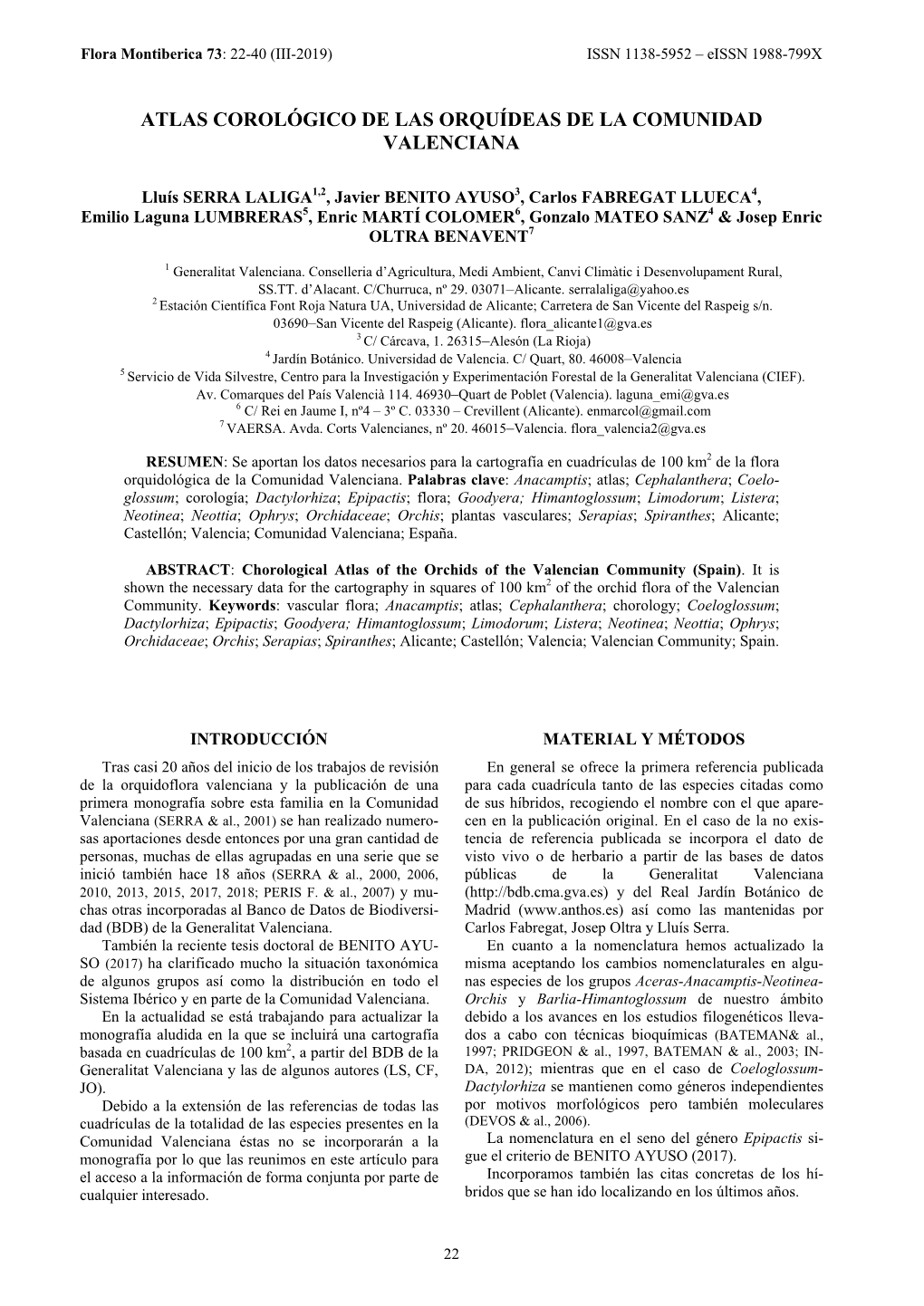 Atlas Corológico De Las Orquídeas De La Comunidad Valenciana