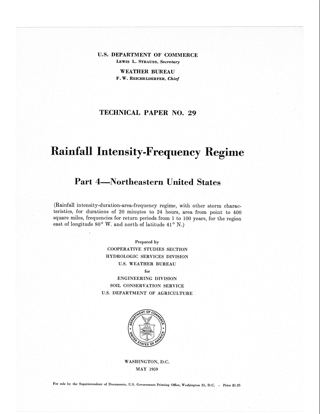 Rainfall Intensity -Frequency Regime