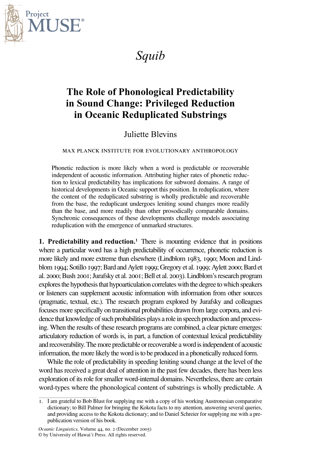 The Role of Phonological Predictability in Sound Change: Privileged Reduction in Oceanic Reduplicated Substrings