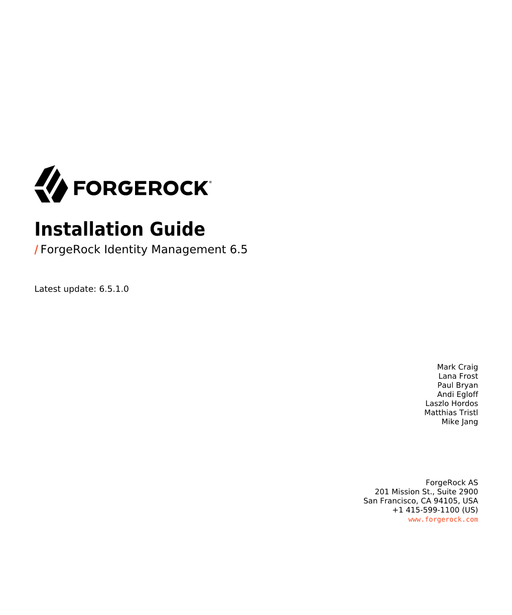 Installation Guide / Forgerock Identity Management 6.5