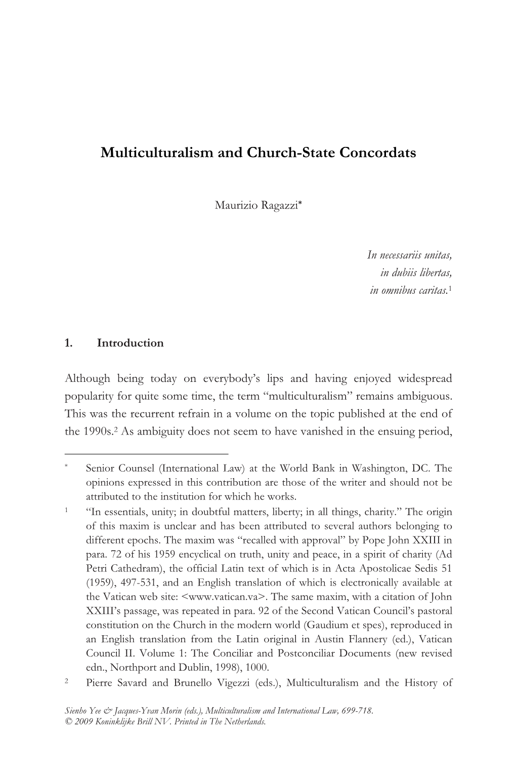 Multiculturalism and Church-State Concordats