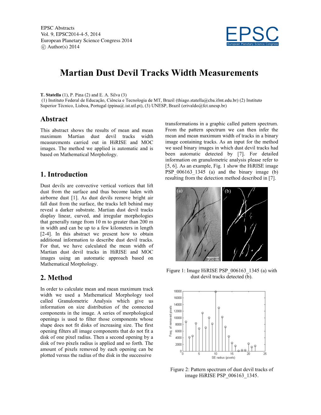 Martian Dust Devil Tracks Width Measurements