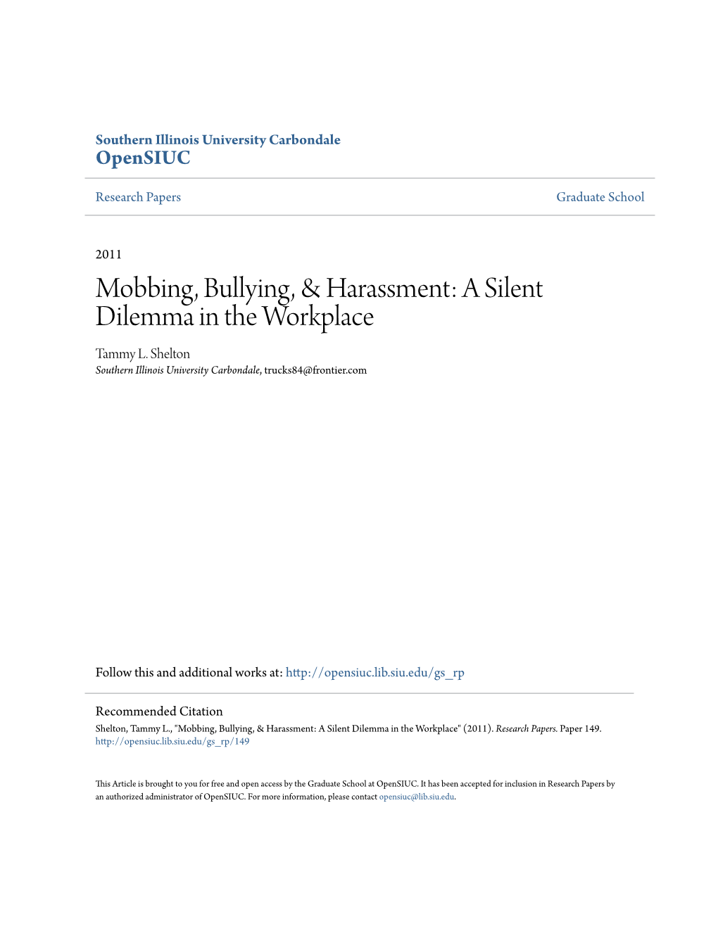 Mobbing, Bullying, & Harassment