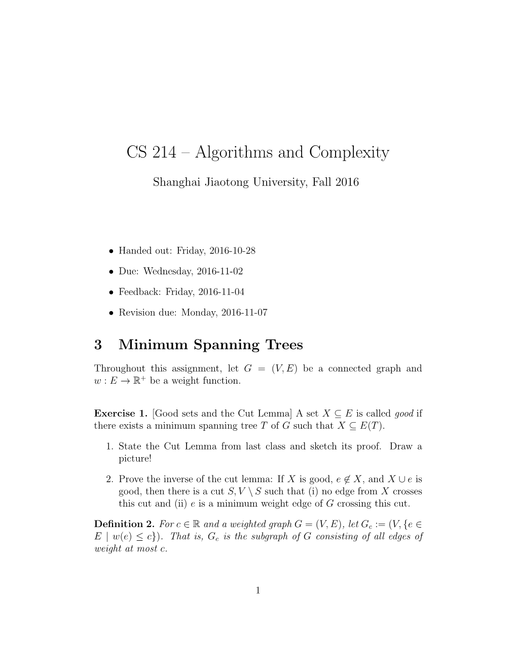 CS 214 – Algorithms and Complexity