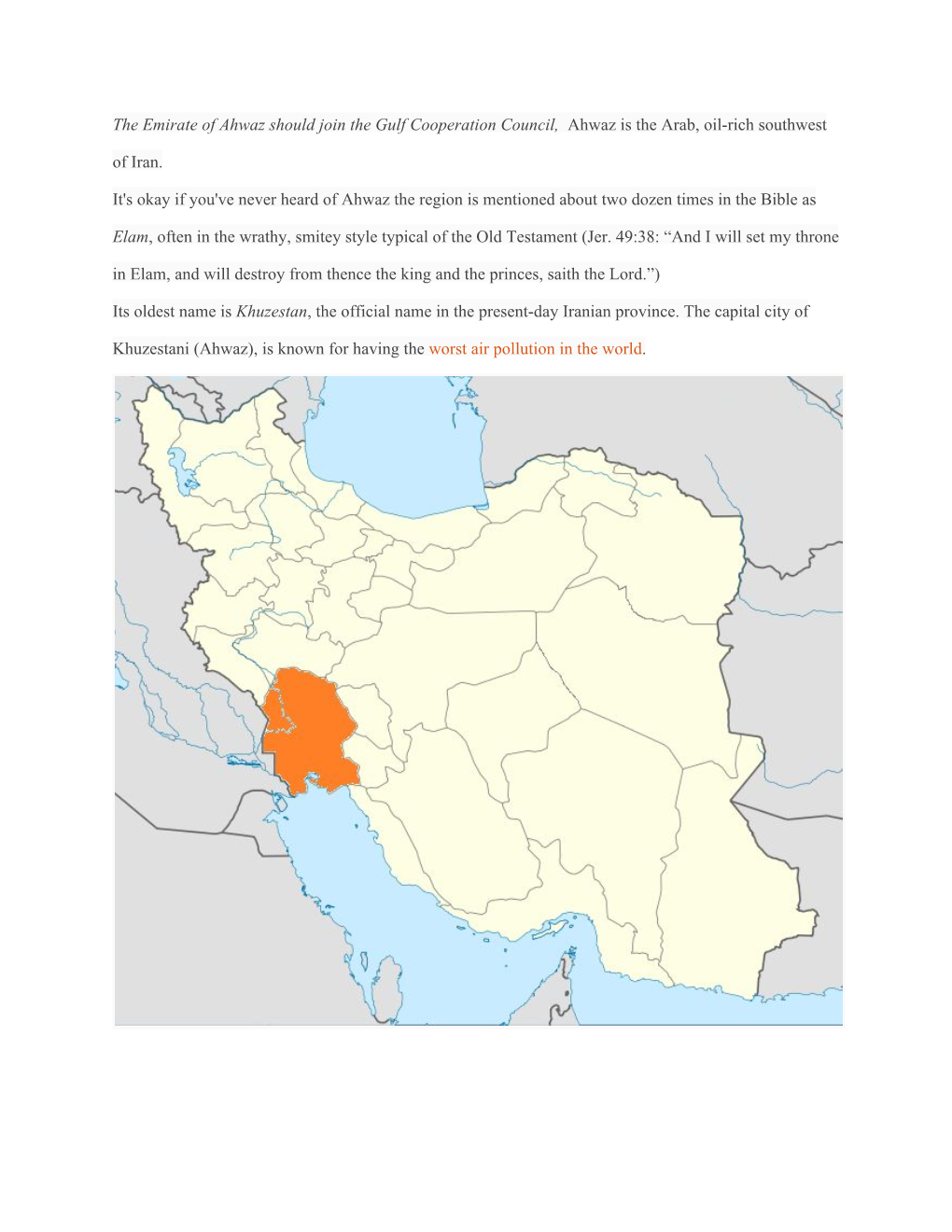 The Emirate of Ahwaz Should Join the Gulf Cooperation Council, ​ Ahwaz