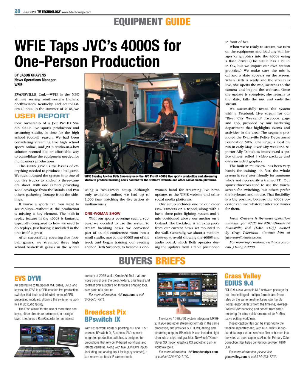 WFIE Taps JVC's 4000S for One-Person Production