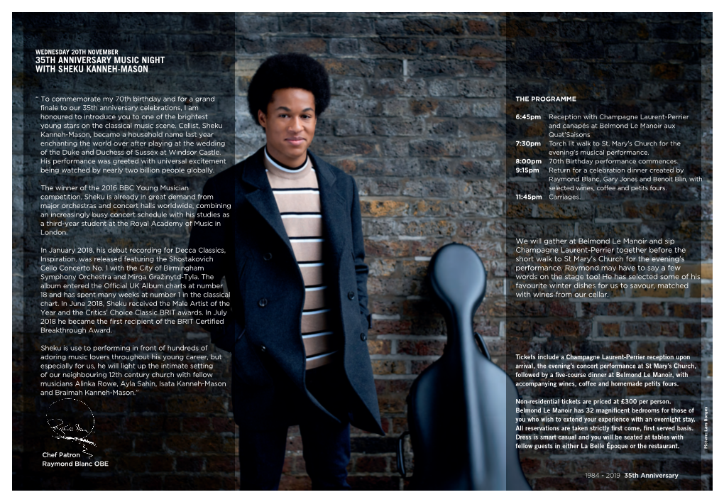 35Th Anniversary Music Night with Sheku Kanneh-Mason