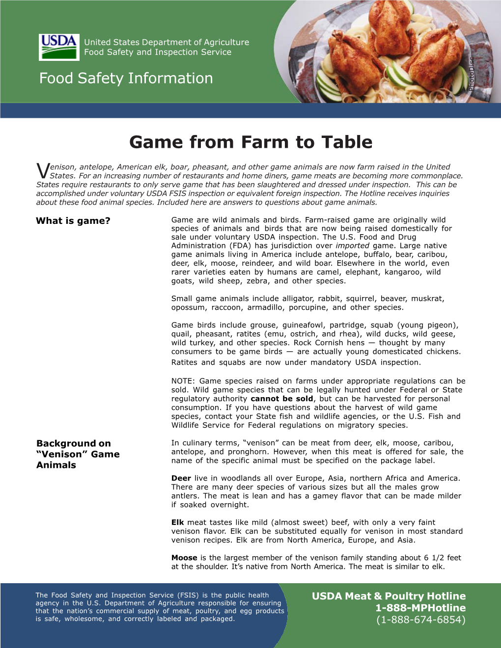 Game from Farm to Table