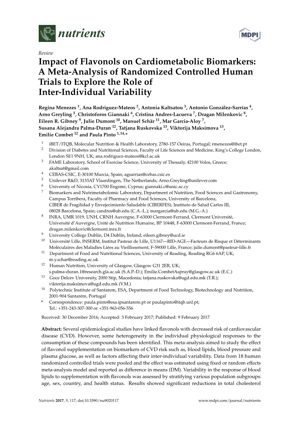 A Meta-Analysis of Randomized Controlled Human Trials to Explore the Role of Inter-Individual Variability