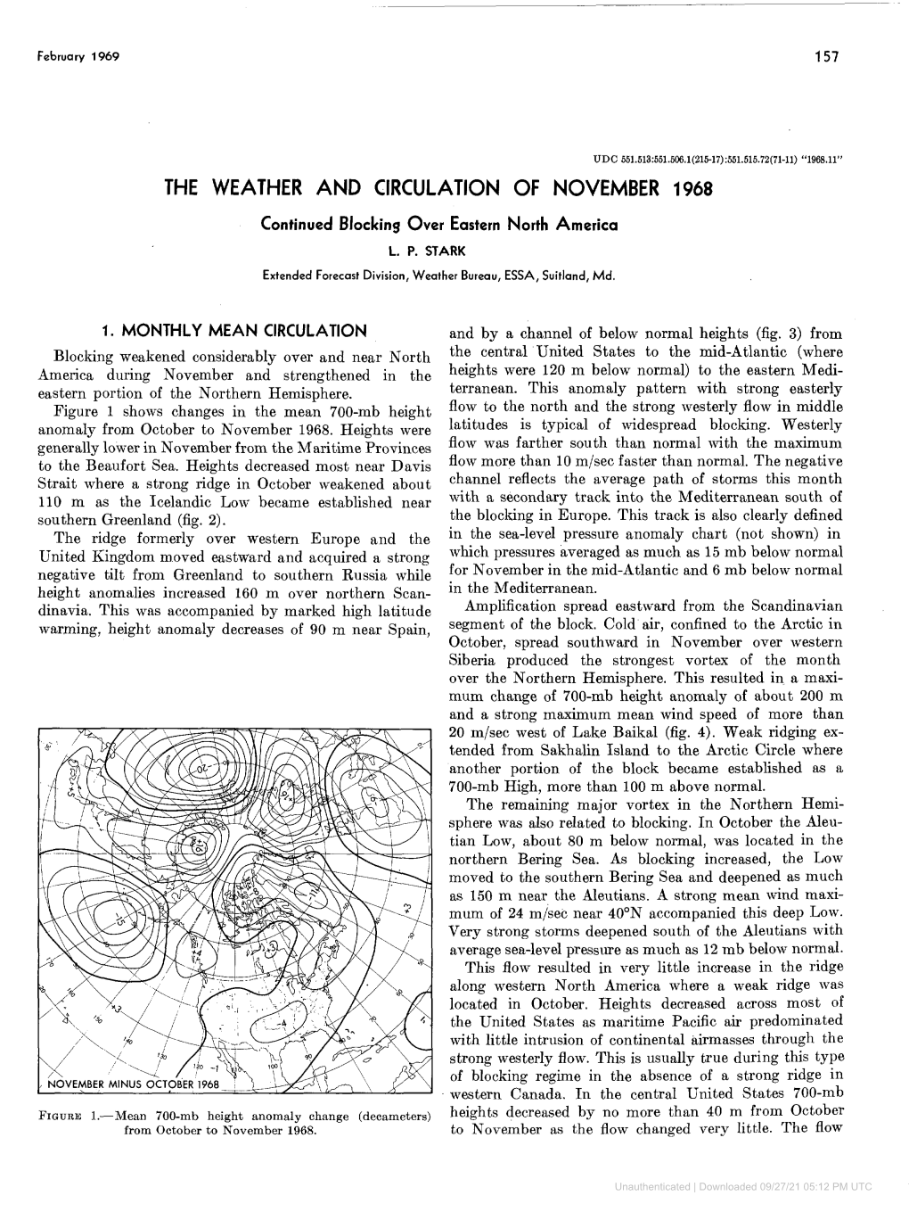 The Weather and Circulation of November 1968