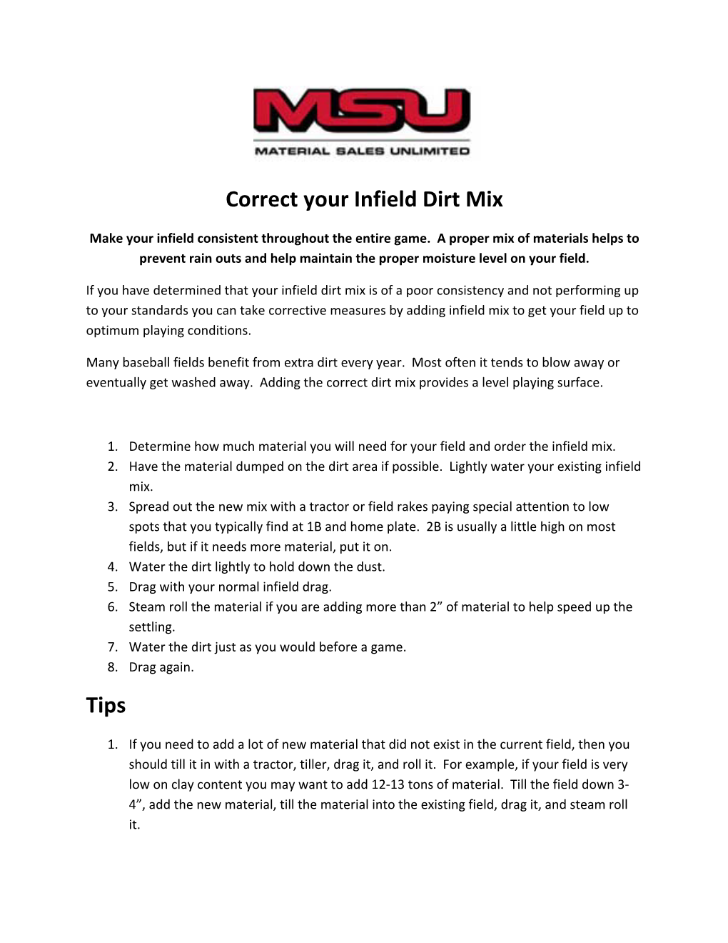 Correct Your Infield Dirt Mix Tips