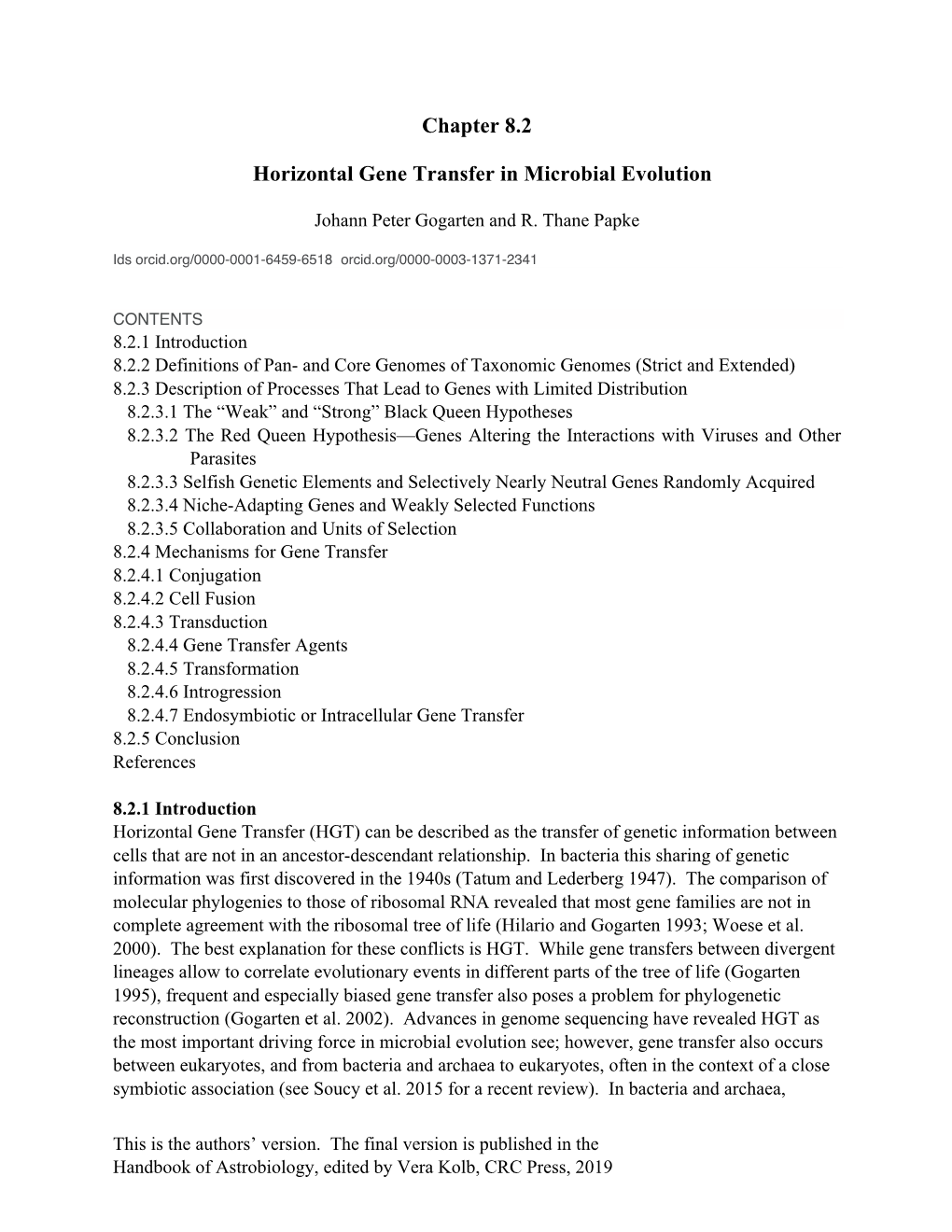 Chapter 8.2 Horizontal Gene Transfer in Microbial Evolution