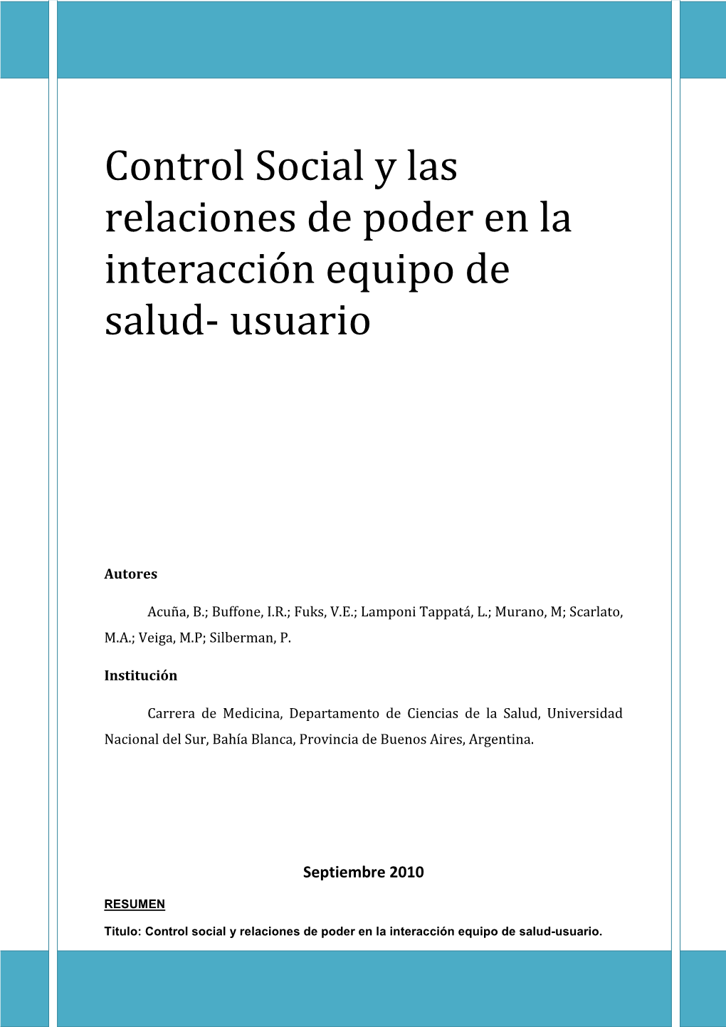 Control Social Y Las Relaciones De Poder En La Interacci+¦N Equipo De