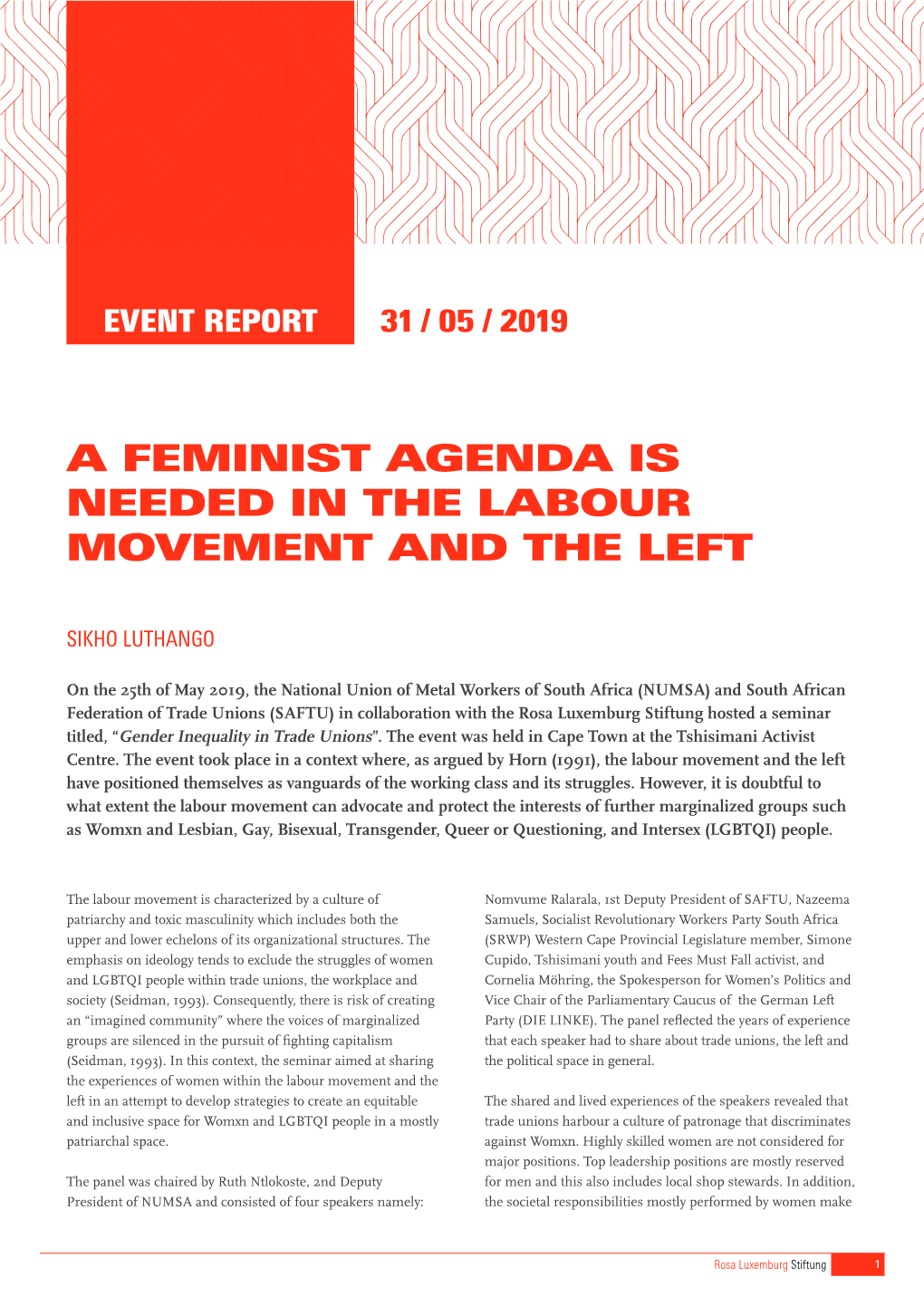 A Feminist Agenda Is Needed in the Labour Movement and the Left