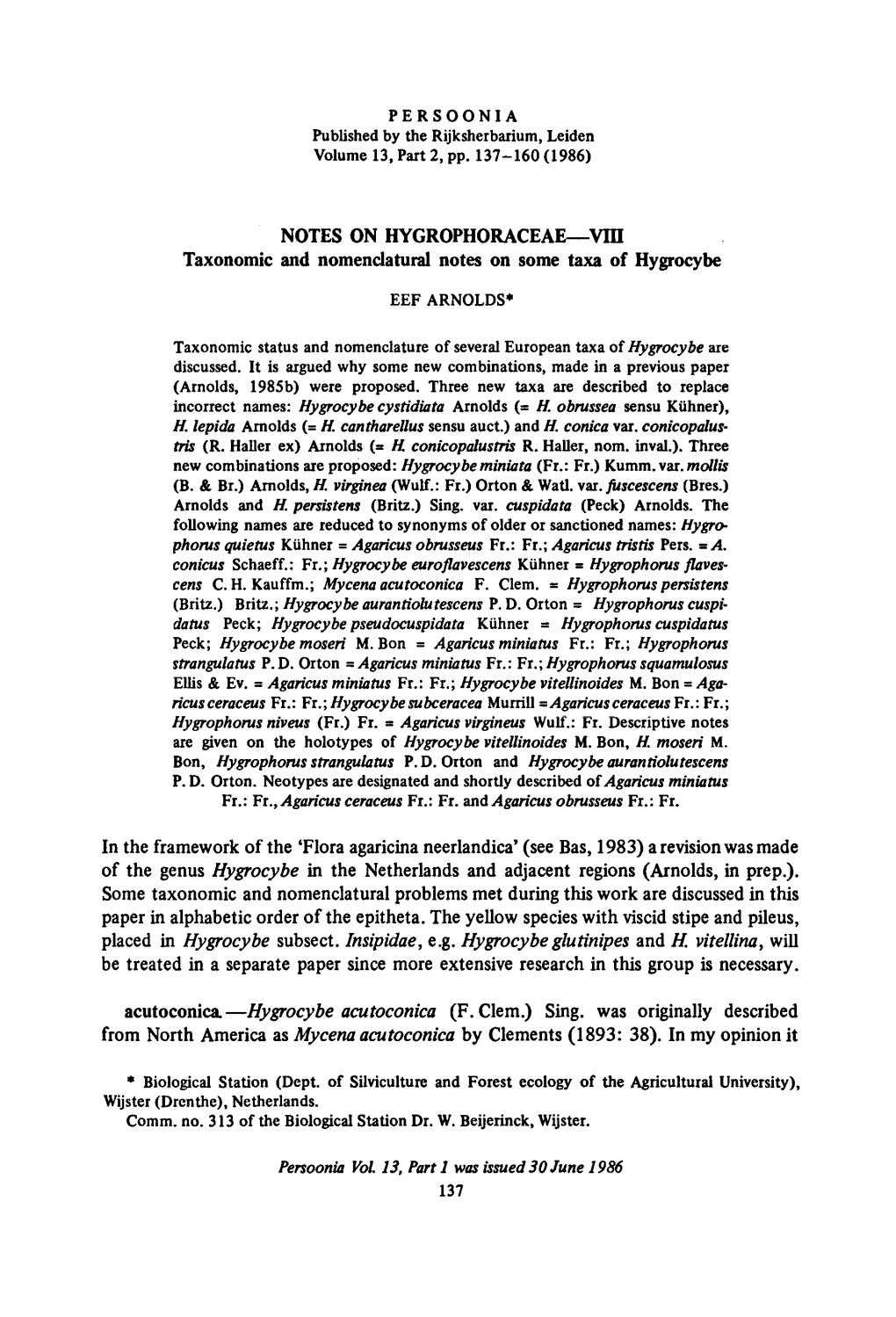 Problems Met Epitheta. the Yellow Species Stipe and Pileus