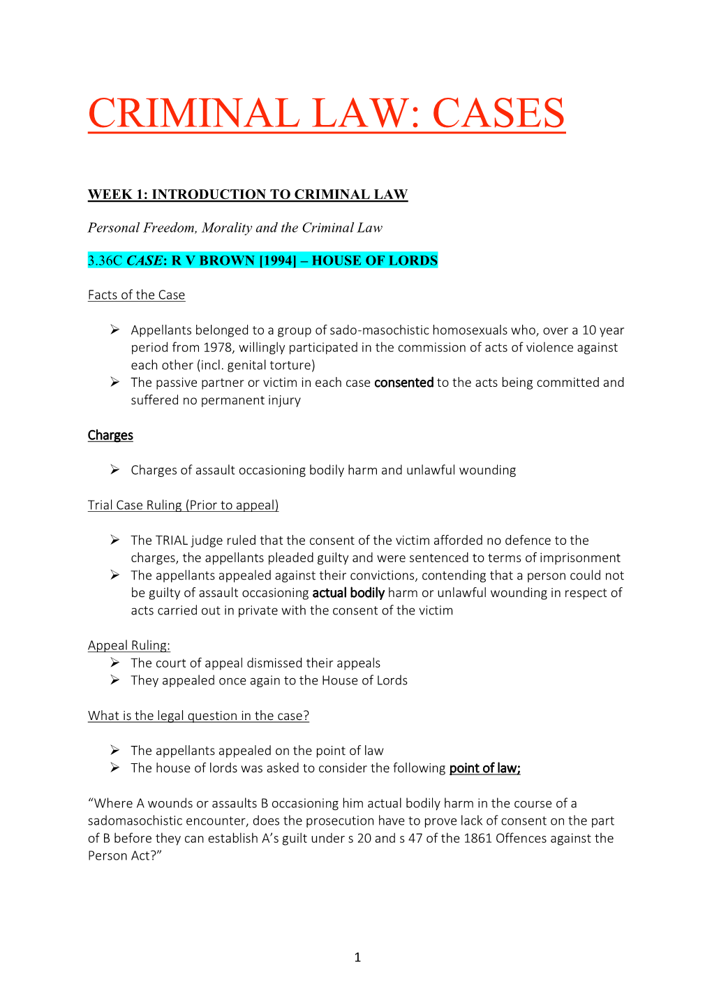 Criminal Law: Cases