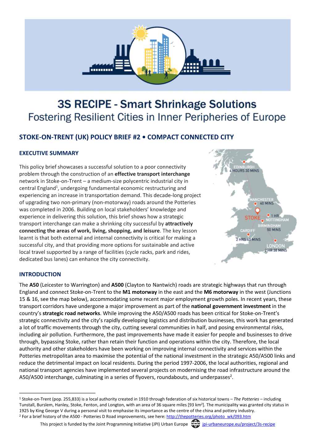 Stoke-On-Trent (Uk) Policy Brief #2 • Compact Connected City