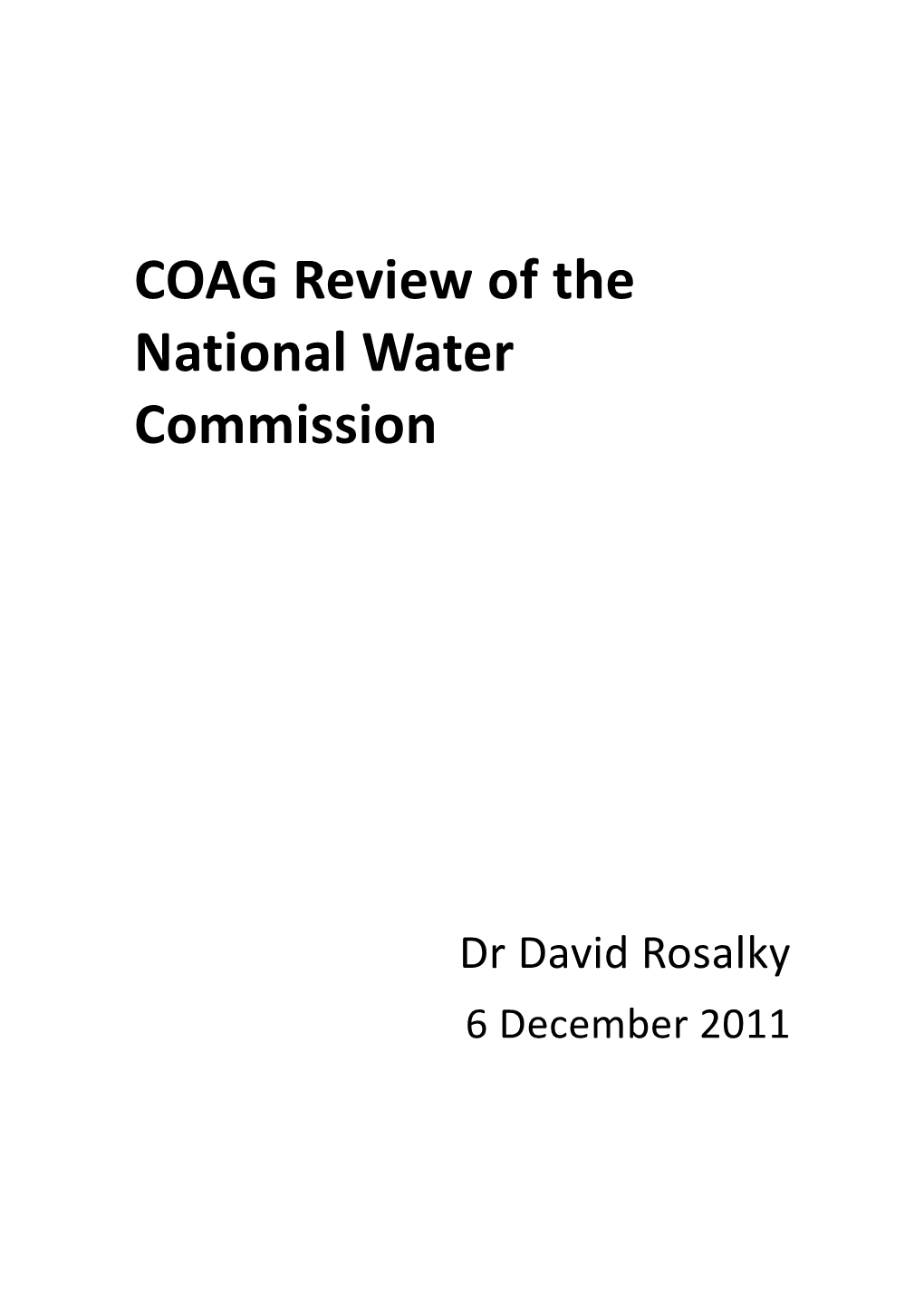 COAG Review of the National Water Commission