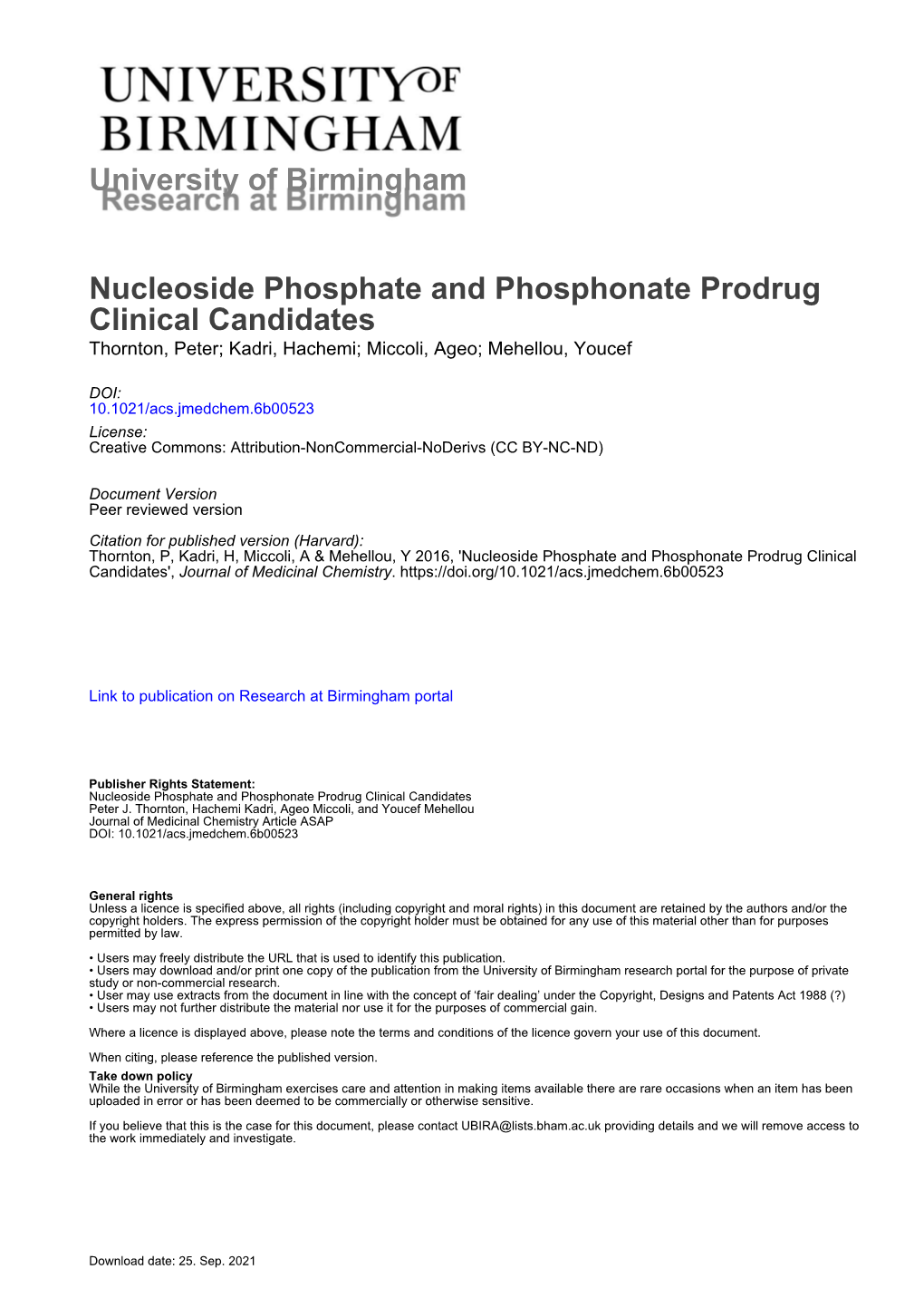 University of Birmingham Nucleoside Phosphate And