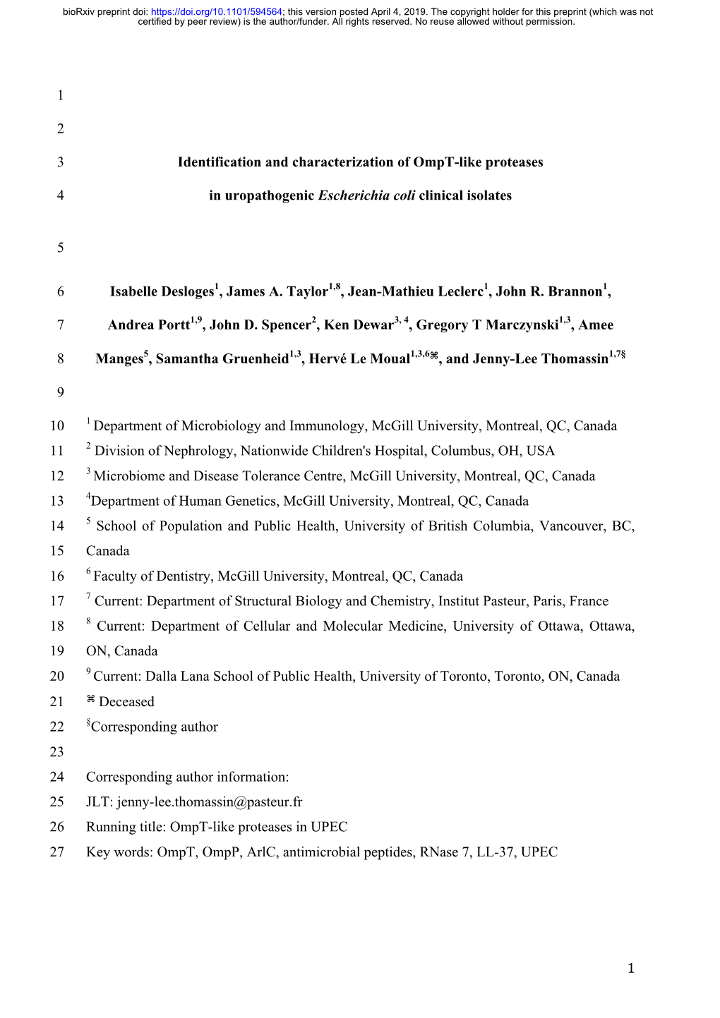 1 1 2 Identification and Characterization of Ompt