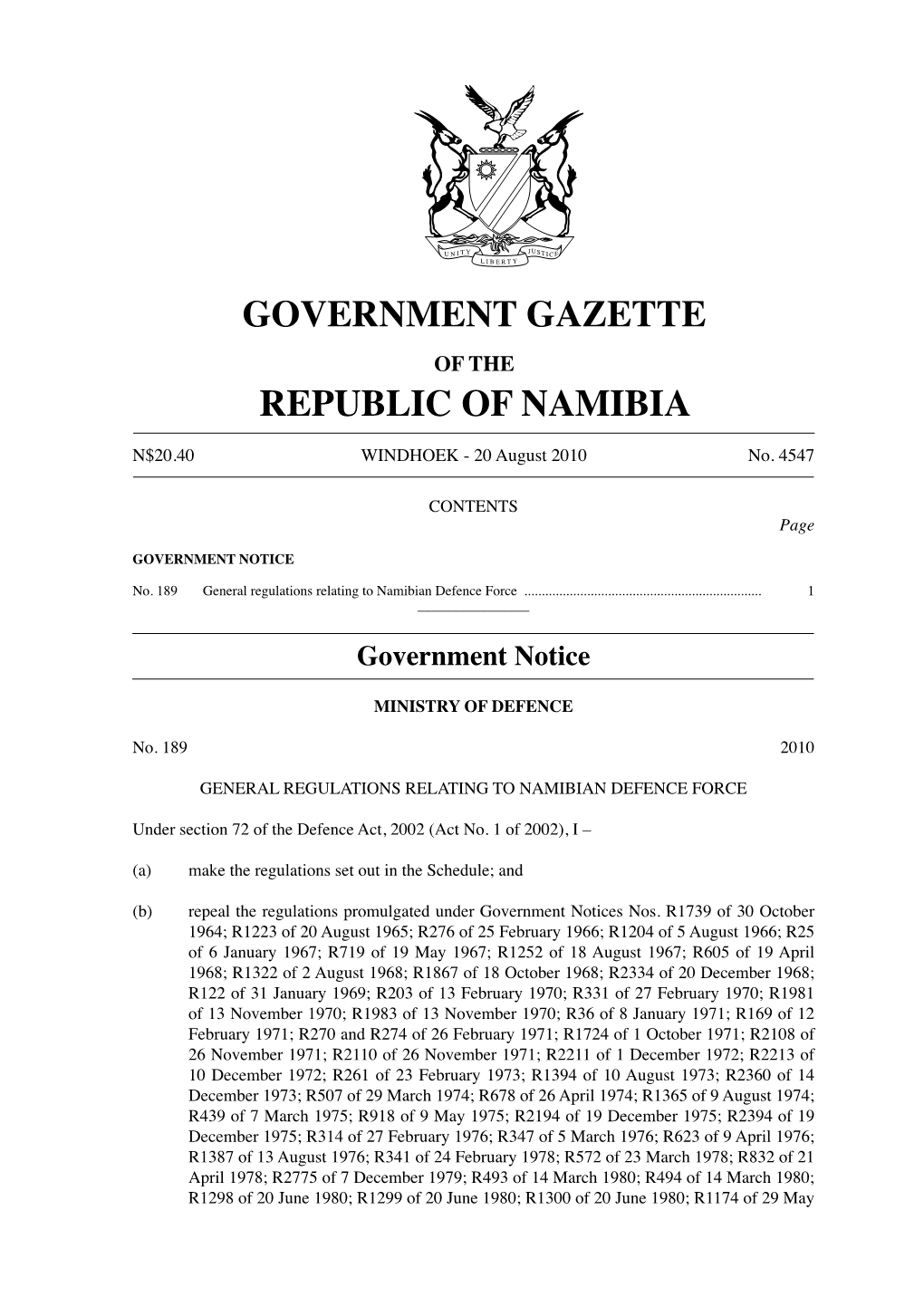 Government Gazette Republic of Namibia