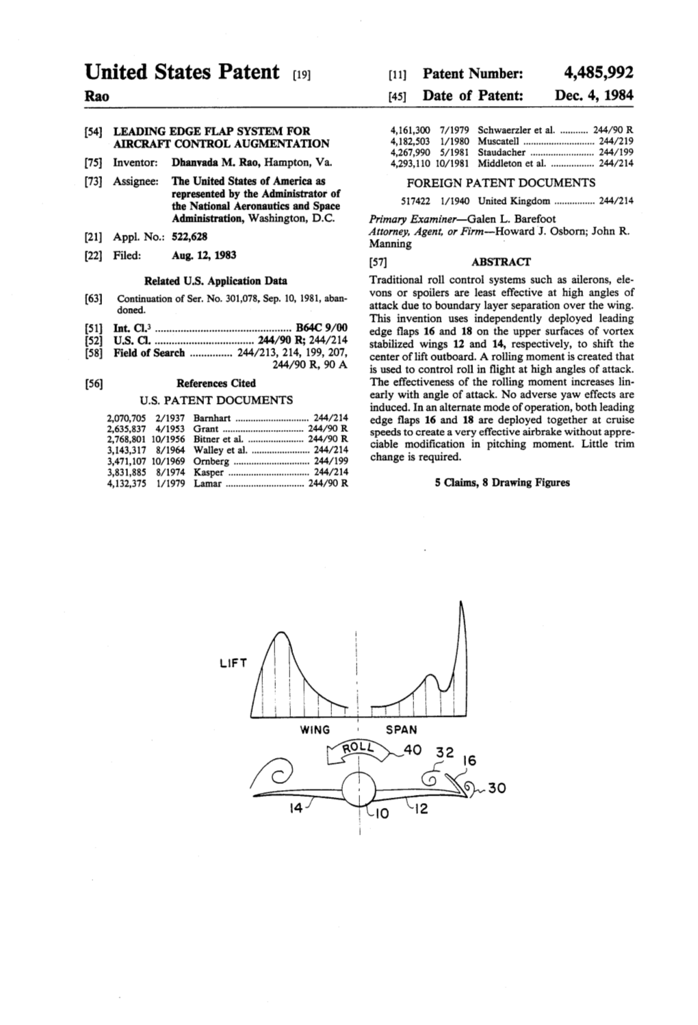 United States Patent [11] Patent Number: 4,485,992 Rao [45] Date of Patent: Dec