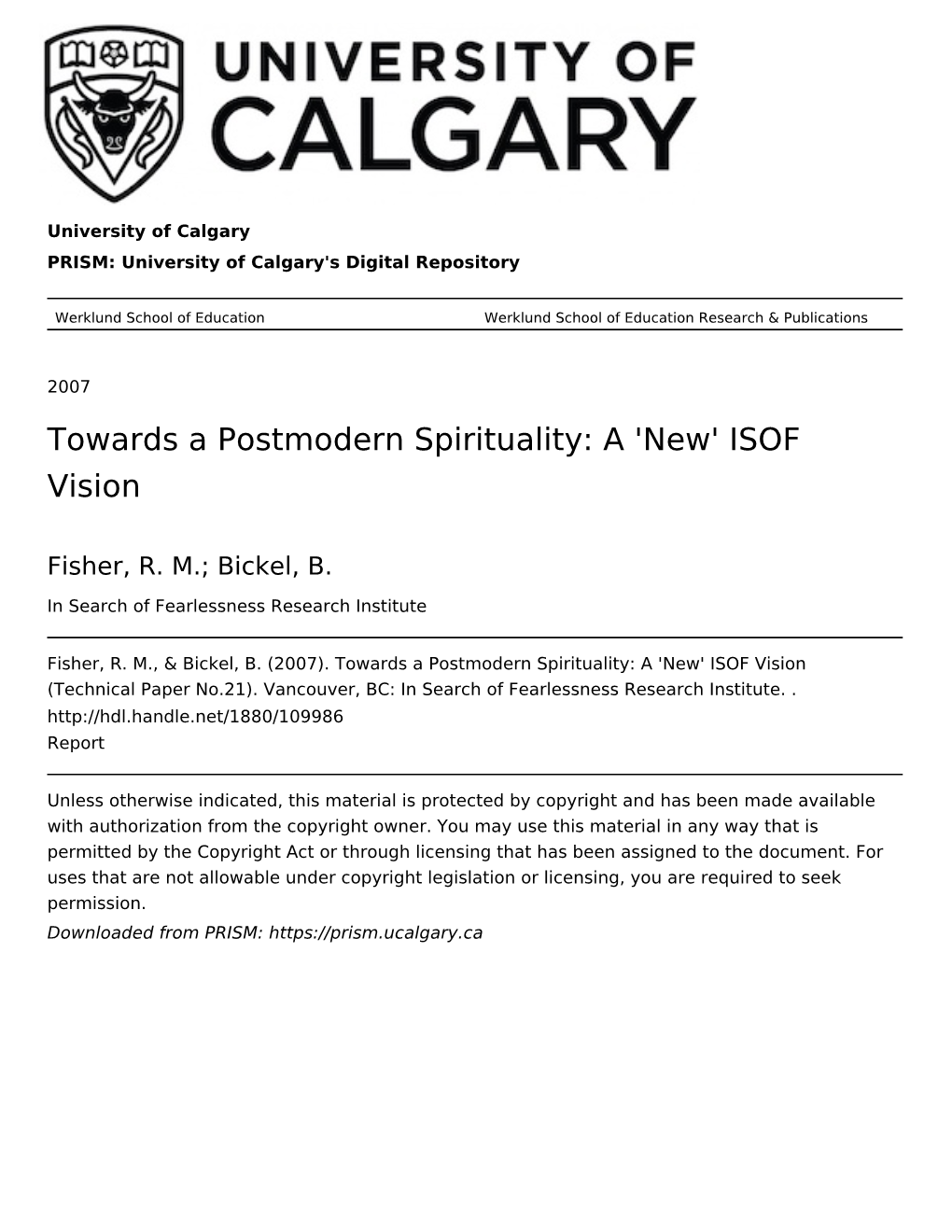 Towards a Postmodern Spirituality: a 'New' ISOF Vision