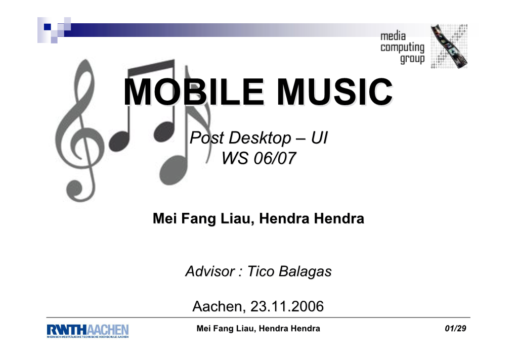 MOBILE MUSICMUSIC Post Desktop – UI WS 06/07